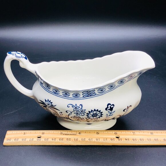 Vintage 60s Classic JG Meakin England BLUE NORDIC Sauce Gravy Boat - Picture 10 of 11
